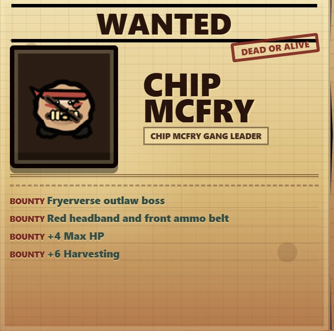 Wanted poster for Chip McFry, Fryerverse gang leader